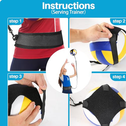 Davllin Volleyball Training Equipment Aid,Premium Volleyball Rebounder Trainer Kit,Solo Practice Trainer for Serving Setting Spiking and Arm Swing,Volleyball Gifts for Teen Girls & Boys - style: 11-in-1 Update