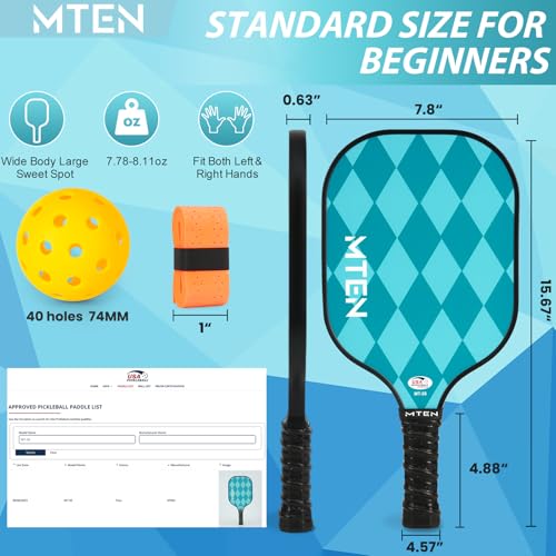 Pickleball Paddles Set of 2 or 4, or Single Paddle – USAPA Approved Fiberglass Surface Pickleball Rackets Set for Men & Women - color: Lake blue*4