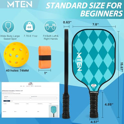 Pickleball Paddles Set of 2 or 4, or Single Paddle – USAPA Approved Fiberglass Surface Pickleball Rackets Set for Men & Women - color: Lake blue*4