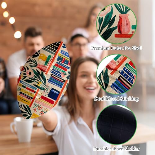 American Football, Official Size 11.9 x 7.3 Inch, Premium Composite Leather High-Grip Ball with Pro-Style Lacing, Unique Prints for Training, Games & Gifts - color: Bookshelves