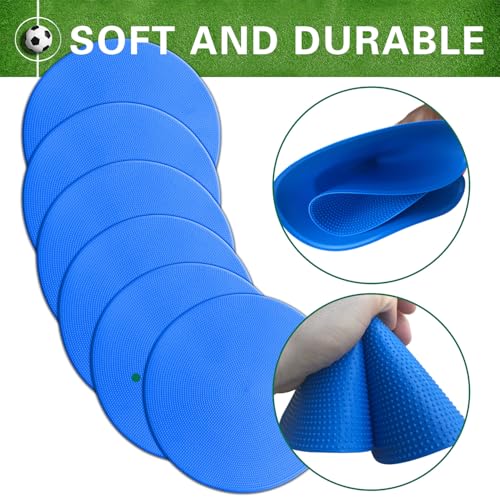 Poly Spot Markers 4 inch/9 inch Non-Slip Rubber Agility Training Markers Floor Dots Flat Field Cones for Football, Soccer, Basketball, School Exercise Drills, Dance Practice - style: 9 inch 18 Pcs Blue (TPE)