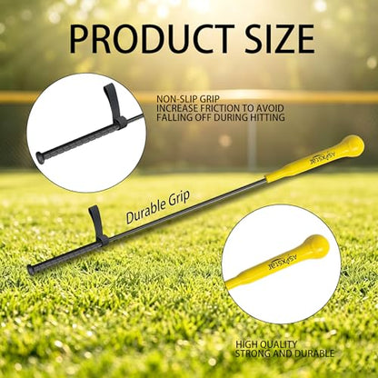 54" Baseball Hitting Stick Training Aid: Realistic Stitch Batting Trainer for Softball & Baseball Swing Mechanics - Improving Hand-Eye Coordination - High-Durability Grip Handle