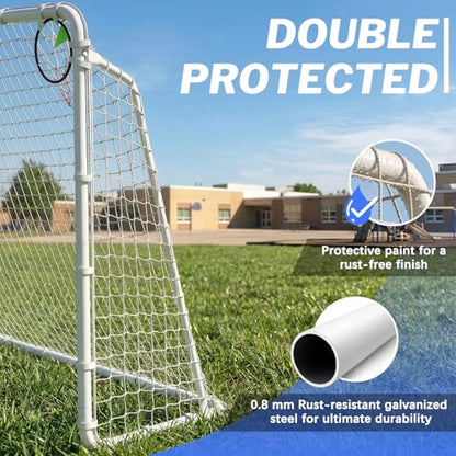 8x6, 12x6, 16x7 FT Soccer Goal for Backyard, Metal Soccer Goals with PE Soccer Net, Target Net & Training Cones, Rust-Proof Reinforced Frame, Outdoor Soccer Net for Kids, Youth Training or Team Game