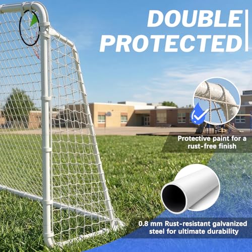 Soccer Goal for Backyard, 8x6,12x6,16x7 FT Rust-Proof Reinforced Metal Soccer Goals with PE Soccer Net, Target Net & Training Cones, Outdoor Soccer Net for Kids, Youth Training or Team Games