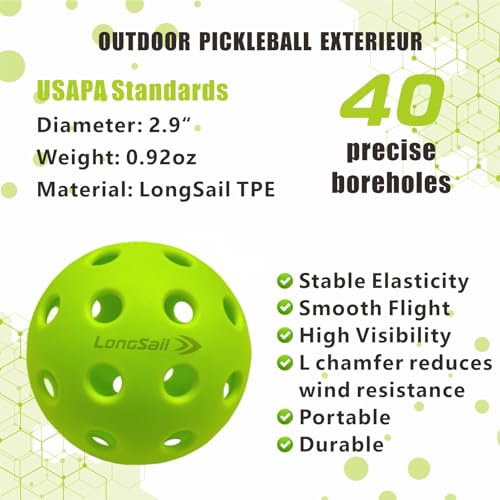 P40 Outdoor Pickleballs Non-Friable & Non-Deformable USAPA Durability Indoor Pickle Ball Leisure Sports Beginners Club Neon Green 3/12/36 Pack