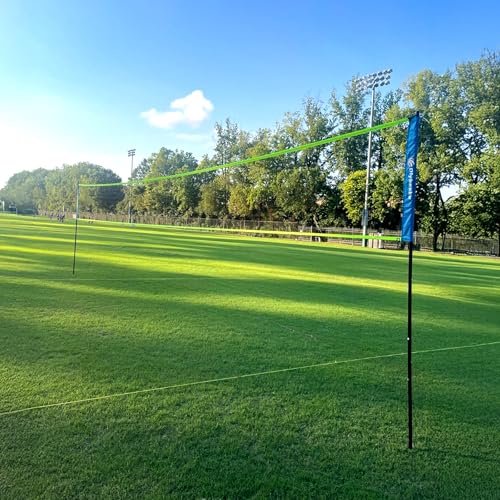 32ft Regulation Size Portable Outdoor Volleyball Net Set System for Backyard Beach with Height Adjustable Poles, PU Volleyball and Pump, Carry Bag, Boundary Line - Easy Set Up & Anti-Sagging