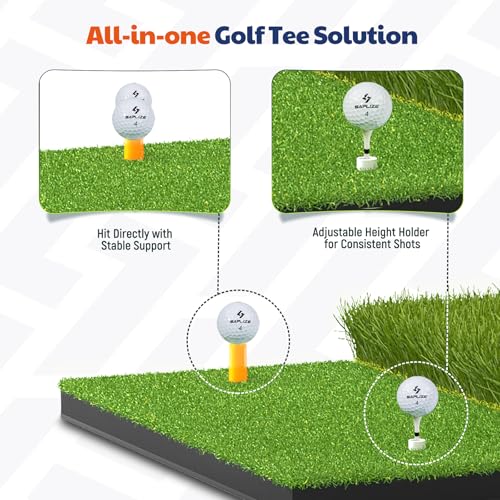 JAYA Golf Hitting Mat with Heavy Rubber Base, Foldable Golf Practice Mat for Indoor & Outdoor Training, Dual Turf Fairway & Rough Grass Mat for Swing, Chipping and Driving Practice - size: 24" x 24"