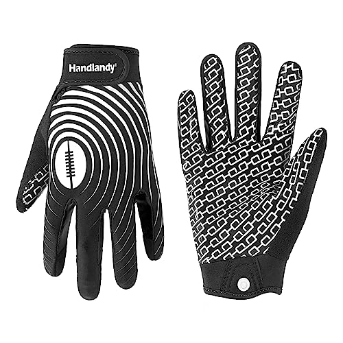 HANDLANDY Youth Football Gloves, Kids Sticky Receiver Gloves,Super Grip Football Glove Best Gift for Boys,Girls - color: Black and White, size: X-Small-Youth