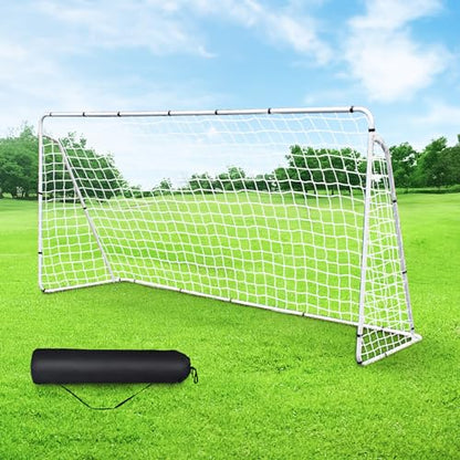 F2C Soccer Net 12 x 6 Soccer Goal for Backyard, Steel Frame for Kids, Adult Portable Shooting Training Aid with Carry Bag,Ground Stakes Waterproof (12x6 FT)