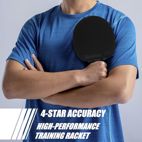 Senston Ping Pong Paddles with Carry Case, Pro Table Tennis Paddle Set of 2 with 3 Ping Pong Balls Indoor/Outdoor Play - color: Black