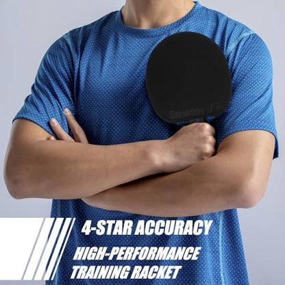 Senston Ping Pong Paddles with Carry Case, Pro Table Tennis Paddle Set of 2 with 3 Ping Pong Balls Indoor/Outdoor Play - color: Black