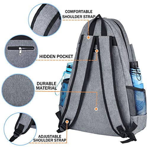ACOSEN Tennis Bag Tennis Backpack - Large Tennis Bags for Women and Men to Hold Tennis Racket,Pickleball Paddles, Badminton Racquet, Squash Racquet,Balls and Other Accessories - color: Gray