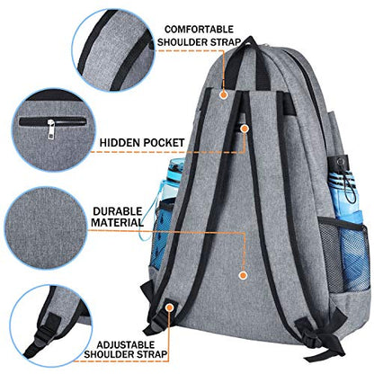 ACOSEN Tennis Bag Tennis Backpack - Large Tennis Bags for Women and Men to Hold Tennis Racket,Pickleball Paddles, Badminton Racquet, Squash Racquet,Balls and Other Accessories - color: Gray