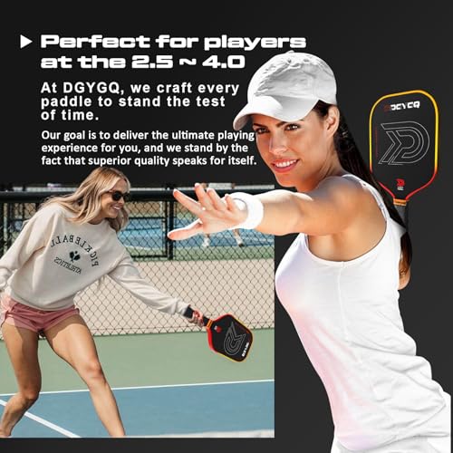 DGYGQ Pickleball Paddles - Professional Carbon Fiber Paddle with Honeycomb Core Pickleball Rackets - Lightweight Precision & Enhanced Shock Absorption for High Spin (Yellow-Orange Ombre)