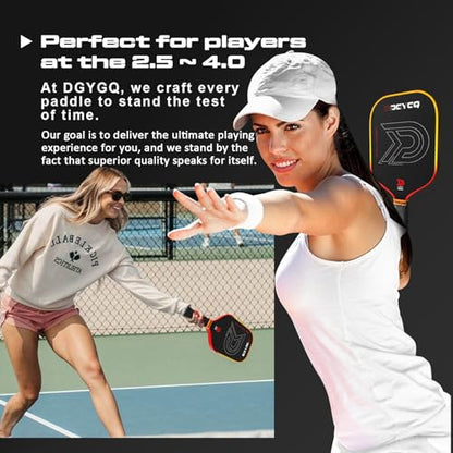 DGYGQ Pickleball Paddles - Professional Carbon Fiber Paddle with Honeycomb Core Pickleball Rackets - Lightweight Precision & Enhanced Shock Absorption for High Spin (Yellow-Orange Ombre)