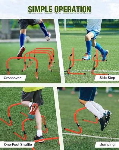 Agility Hurdles,9"-12.6" Adjustable Speed Training Hurdles for Football, Basketball, Soccer Hurdles Training Equipment Set of 6 Cones Set