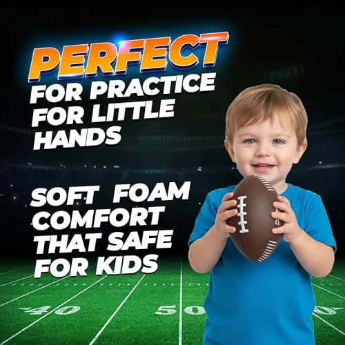 7.25" Mini Foam Football for Kids & Toddlers - Easy Grip Small Youth Sports Ball - Soft Foam Footballs for Little Hands Sports Play - Toy Gifts for Boys & Girls