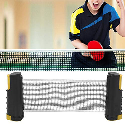 LIZEALUCKY Table Tennis Net Rack Portable Telescopic Adjustable for Pong Players - color: Wavy edge yellow and black