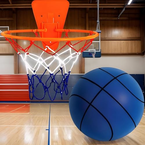 Silent Basketball Hoop and Ball, 18cm Wall Mounted Basketball Hoop Indoor, Noiseless Foam Elastic Sponge Ball WithHoop, SilentBall Professional Indoor BasketballFrame - color: Blue