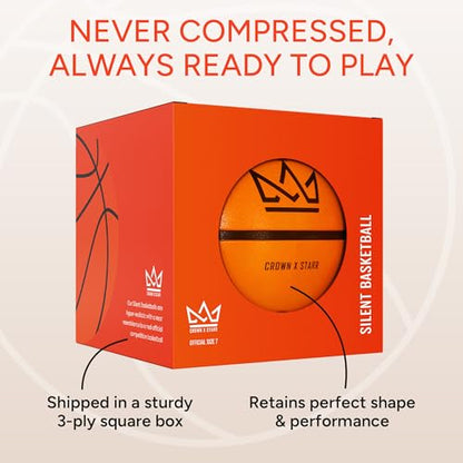 Silent Basketball Size 7 (29.5”) | 450g Quiet Basketball Dribbling Indoor Soundless Ball – Deep Grooved, Realistic Bounce Feel, Never Compressed