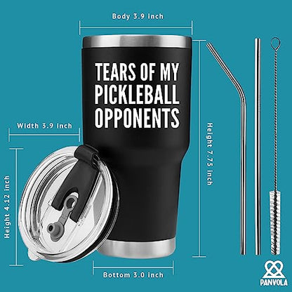 Panvola Tears of My Pickleball Opponents Tumbler Sports Player Coach Gifts Vacuum Insulated Stainless Steel Tumbler With Removable Lid And Straw (30 oz) - style: 30 oz