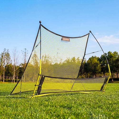 VEVOR Upgrated Soccer Rebounder Net, 2-in-1 Soccer Goal Rebounder, Thickened Fiberglass Poles Iron Pipe for Team Solo Control, Passing Practice, Easy Setup Ball Training Equipment for Teens & Adults