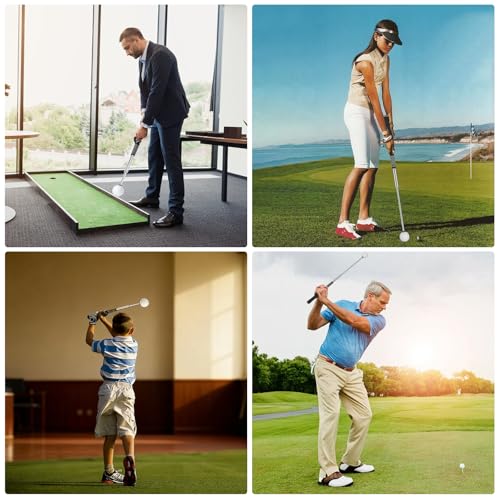 Retractable Golf Swing Trainer, Training Aid with Grip Trainer, Click Feedback for Tempo & Swing Mechanics, Weighted Indoor Practice Stick for Home Office, Gift for Men&Lady Beginners