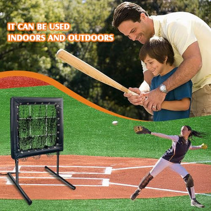Pitching Net, Portable 9 Hole Baseball & Sotball with Strike Zone - Height Adjustable Easy Setup for Indoor/Outdoor
