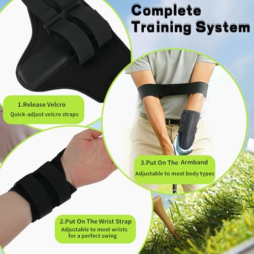 Golf Wrist Training Aid Kit with Wrist Brace & Arm Band, Durable & Comfortable Swing Trainer to Keep Arms Connected & Stabilize Wrist, Improve Swing Consistency for Beginners & Practice