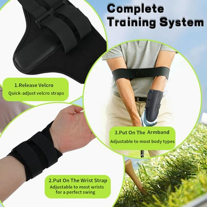 Golf Wrist Training Aid Kit with Wrist Brace & Arm Band, Durable & Comfortable Swing Trainer to Keep Arms Connected & Stabilize Wrist, Improve Swing Consistency for Beginners & Practice