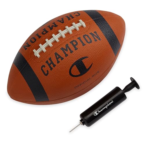 Champion Blitz Football, All-Weather Football, Enhanced Grip, Durable Rubber Cover and Molded Laces, for Outdoor Sports & Training, Includes 6 Ball Pump - color: Classic/Black, size: Official