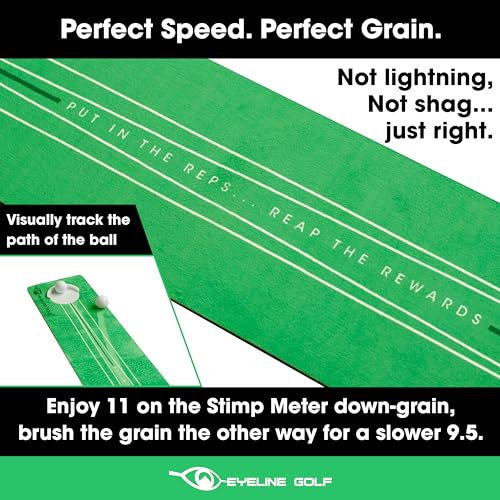 EyeLine Golf - Roll The Rock Putting Mat - Have Fun Perfecting Stroke, Alignment, Speed Control, Visualization, Consistency - Outdoor-Indoor-Compact - color: 8-Foot Roll the Rock