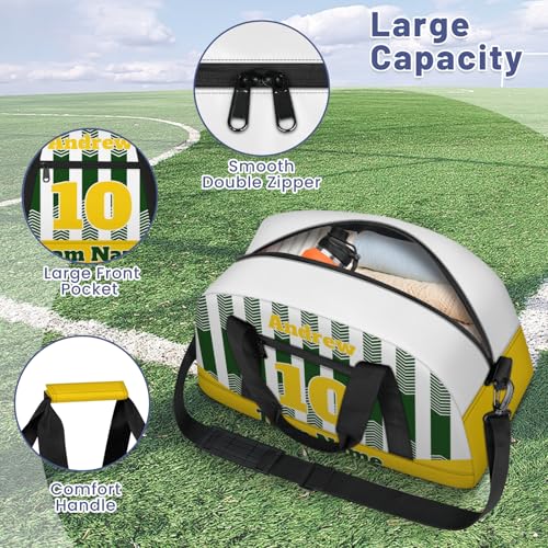 Basketball Soccer Gifts for Boys Girls - Custom Sports Duffle Bag, Personalized Name & Team Bag, Water-Resistant Gym Bag for Basketball, Soccer, Volleyball | Y-Green Yellow - color: Y-Green Yellow