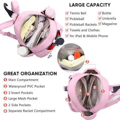 Quilted Tennis Bag for Women – Tennis Backpack & Crossbody Sling | Holds 2 Rackets or 3 Pickleball Paddles | Lightweight Badminton Racket Bag, Tennis Tote & Sports Backpack