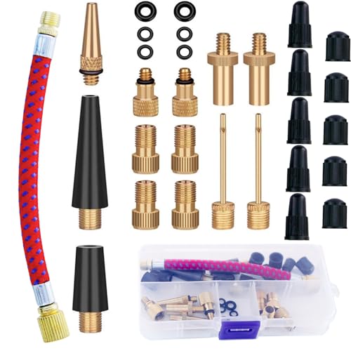 30 PCS Brass Ball Pump Needle Valve Adapter Set Bike Tire Pump Accessories for Gym Balloons Bicycles Red