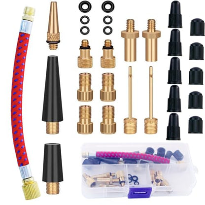 30 PCS Brass Ball Pump Needle Valve Adapter Set Bike Tire Pump Accessories for Gym Balloons Bicycles Red