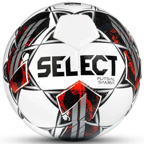 SELECT Samba Futsal Ball, Senior, White/Black/Red V22, Senior(Size 4)
