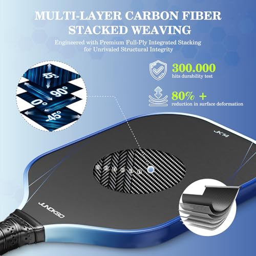 Pickleball Paddles Set of 2 - Carbon Fiber Pickle Ball Paddle Composite -USAPA Approved Pickle Racket -14mm Lightweight Honeycomb Core -with Strong Spin -Men's and Women's Outdoor Indoor Game Set Blue