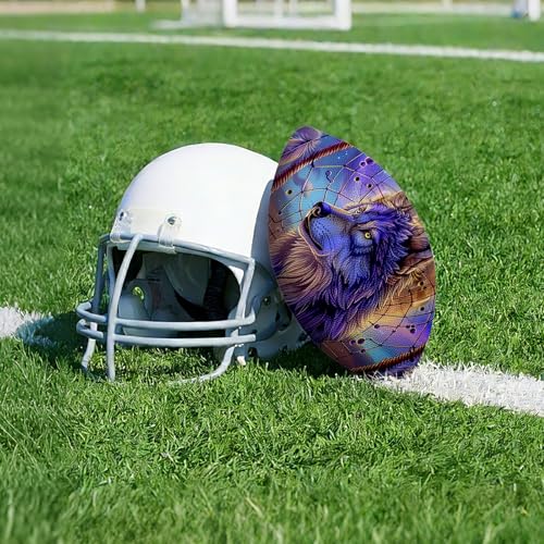 American Football, Official Size 11.9 x 7.3 Inch, Premium Composite Leather High-Grip Ball with Pro-Style Lacing, Unique Prints for Training, Games & Gifts - color: Dream Wolf