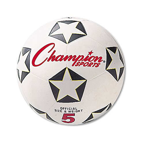 Champion Sports Rubber Cover Soccer Ball - color: White/Black/Red, size: Size 5