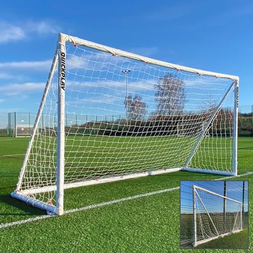 QUICKPLAY Q-Fold Soccer Goal | 30-Second Folding Design for Easy Setup | Portable & Weatherproof uPVC Soccer Goal for Backyard | Durable Post for Adults & Kids - style: 12 x 6'