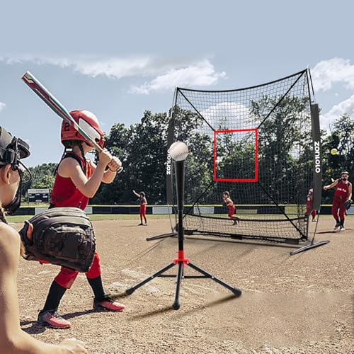 ZONLOLO 6x6ft Baseball & Softball Net for Hitting,Pitching and Batting, Throwing,Baseball net with Sturdy Bow Frame,Battting Tee,Strike Zone, Middle Size,Suitable for Kids!