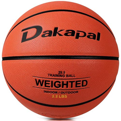 Dakapal Weighted Heavy Training Basketball 2.2LBS/3LBS/3.3LBS Size 7 Durable and wear Resistant for Indoor Outdoor Improve Handling Dribbling Passing Rebounding Skill - size: 2.2LBS-Size 7