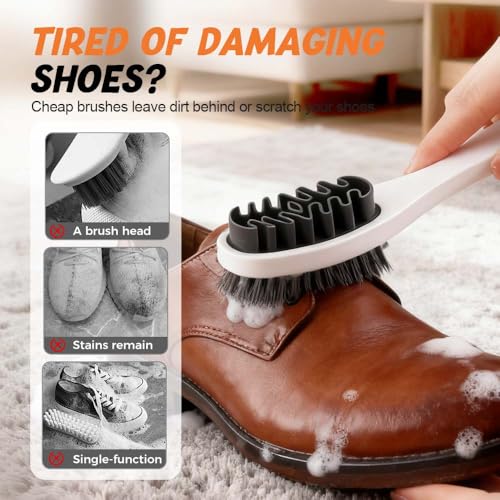 Suede Shoe Brush and Eraser,2 in 1 Scrub Suede Shoe Brush, Rubber Polish Eraser with Soft Plastic Bristles for Nubuck Cleaning (White Handle/1pcs) - color: White Handle/1pcs