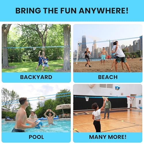 HALO BALL Portable Basketball Hoop with Adjustable Height - Play Floating Outdoor Yard Game at Beach, Lawn, Backyard, Pool, Grass - New Sport for Boys, Girls, Family