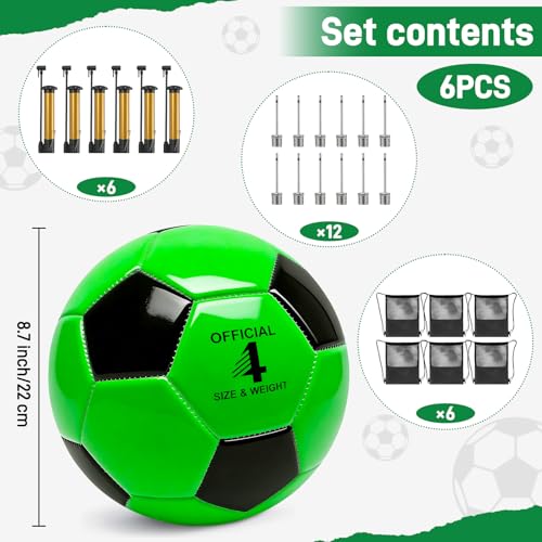 6 Pack Soccer Balls Size 5/4/3 Deflated Includes Soccer Ball with Pump and Net Bag, Pelota De Futbol Training Practice Sphere Competition for Indoor Outdoor