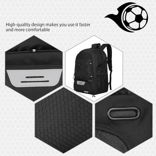 Goloni 30L Sports Backpack with Ball Compartment & Ventilated Shoe Pocket,Basketball Soccer Bag for Youth Boys Girls - color: Black