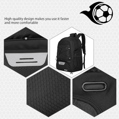 Goloni 30L Sports Backpack with Ball Compartment & Ventilated Shoe Pocket,Basketball Soccer Bag for Youth Boys Girls - color: Black