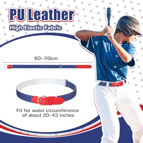 American Flag Baseball/softball Belt, USA Star Adjustable PU Leather Elastic Belt for Youth Sport Practice - size: Small