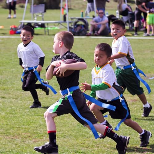 Peryiter 2/12/24/36 Player Flag Football Belt, Adjustable Football Belts and Flags for Kids Youth Adult Sport Team Training - color: Blue